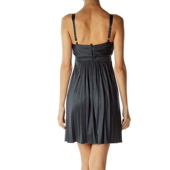 BCBG MaxAzria Dark Blue V-Neck Dress with Gold Lining - Picture 2 of 3